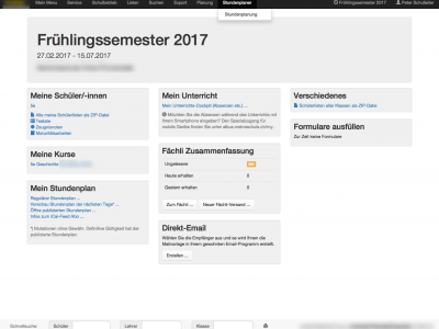 Menu Stundenplaner